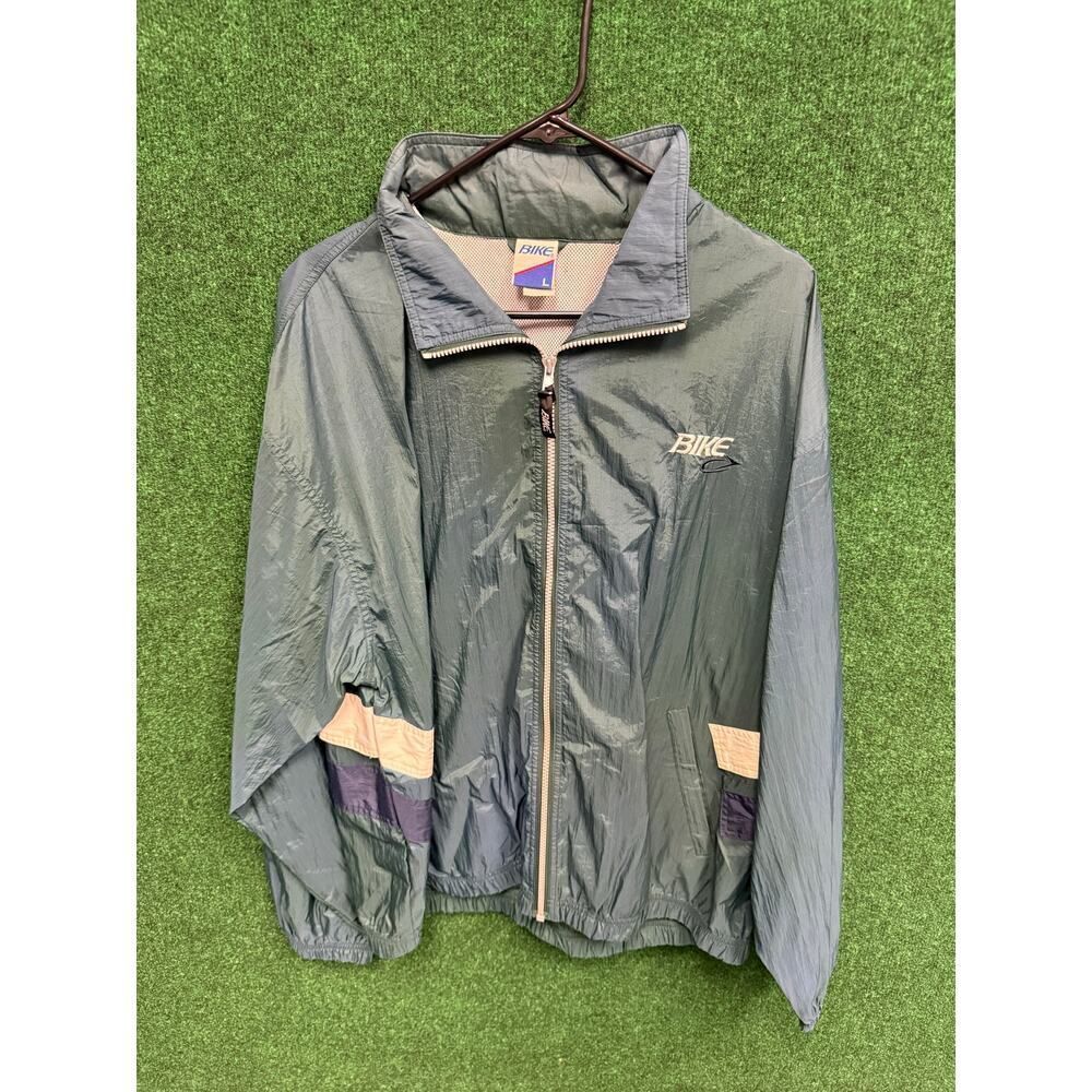 Vintage 90s BIKE Brand Green Toggle Full Zip Windbreaker Large